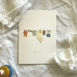Cottontails Baby Cards|Baby clothes washing line card 'Mama to Be'
