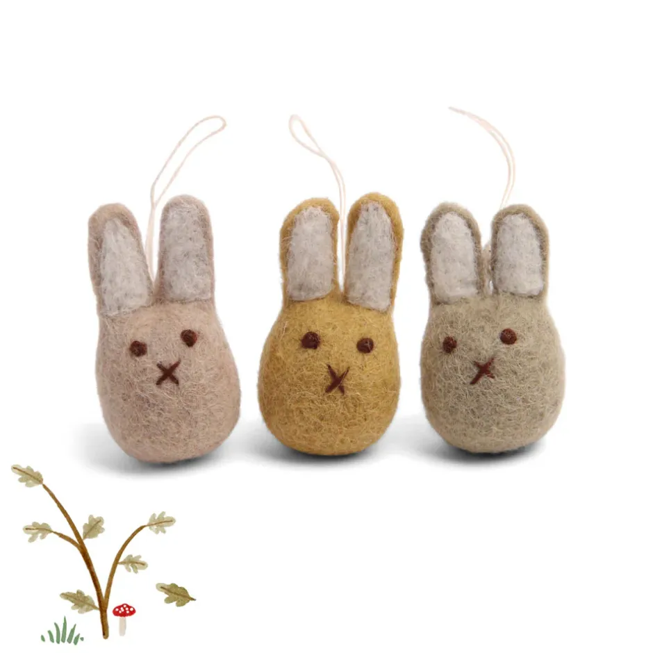 Cottontails Baby Felt Bunnies|Handmade Felt|En Gry & Sif - handmade trio of bunnies
