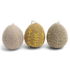 Cottontails Baby Handmade Felt|En Gry & Sif - three handmade felt embroidered eggs