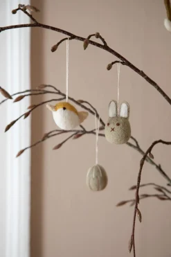 Cottontails Baby Handmade Felt|En Gry & Sif - three handmade felt embroidered eggs