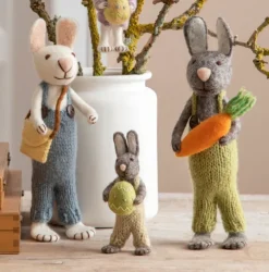Cottontails Baby Soft Toy Bunnies|Handmade Felt|En Gry & Sif little grey hare - romper & carrot