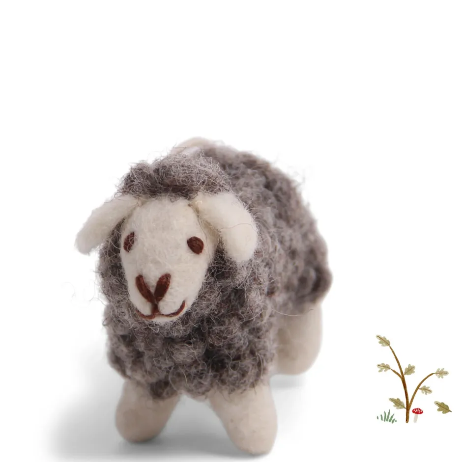 Cottontails Baby Handmade Felt|En Gry & Sif little woolly sheep - grey
