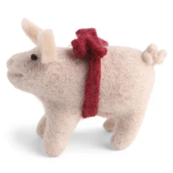 Cottontails Baby Handmade Felt|En Gry & Sif Pig with red loop