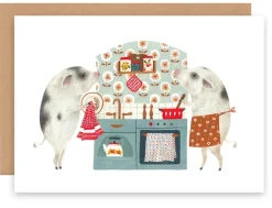 Cottontails Baby Cards|Little Kitchen|Greeting Card - Kitchen Piggies
