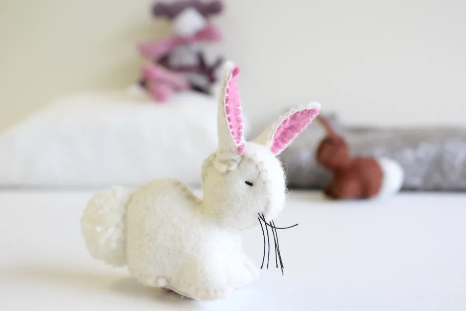 Cottontails Baby Felt Bunnies|Soft Toy Bunnies|Handmade little felt rabbit - white