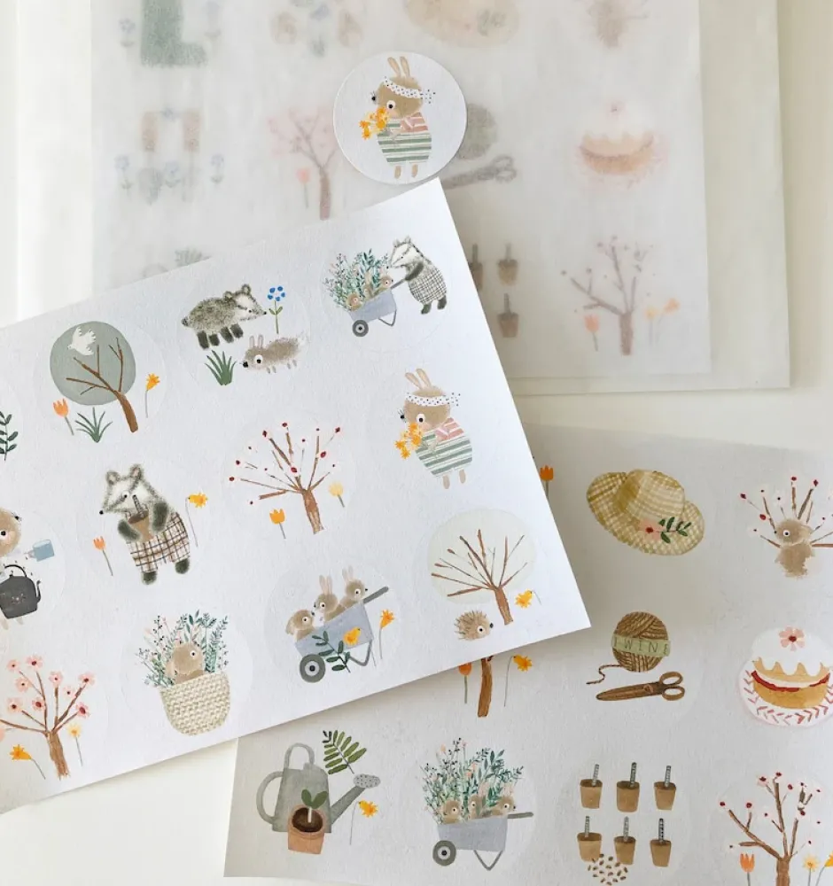 Cottontails Baby Stickers & Stationery|Craft & Stickers|Handmade Paper Stickers - Spring