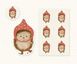 Cottontails Baby Stickers & Stationery|Craft & Stickers|Handmade Paper Stickers - Pixie Hedgehog