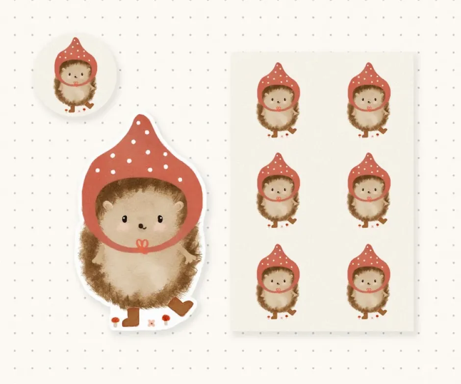 Cottontails Baby Stickers & Stationery|Craft & Stickers|Handmade Paper Stickers - Pixie Hedgehog