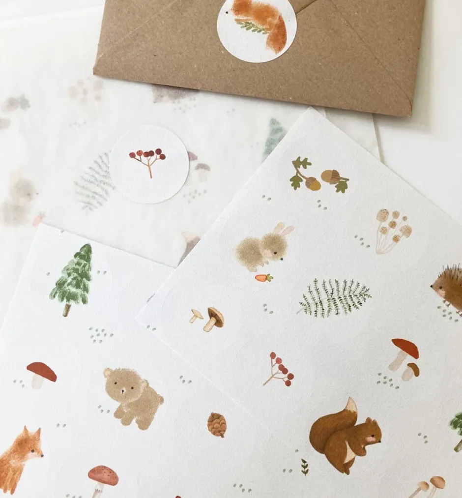 Cottontails Baby Stickers & Stationery|Craft & Stickers|Handmade Paper stickers - White Woodland