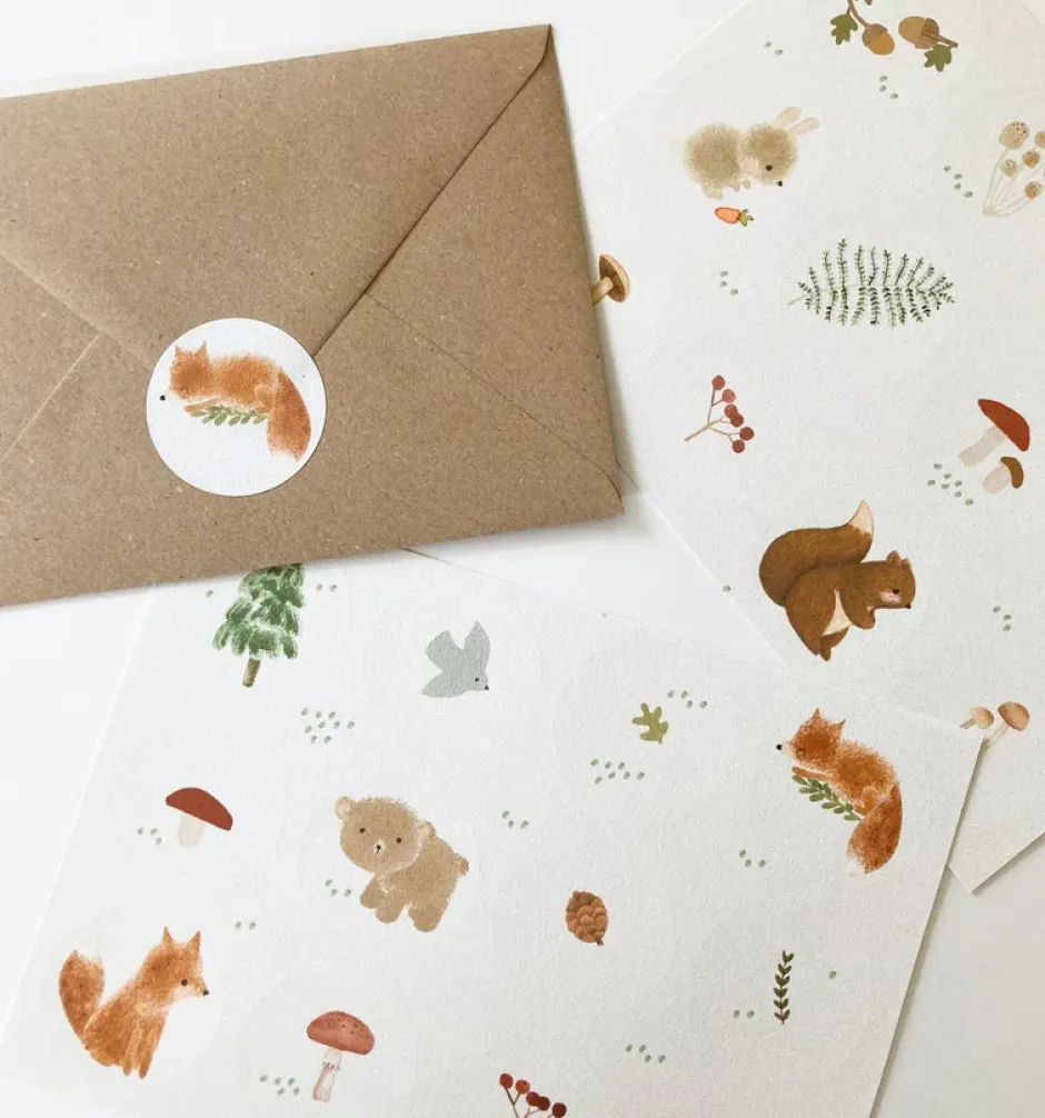 Cottontails Baby Stickers & Stationery|Craft & Stickers|Handmade Paper stickers - White Woodland