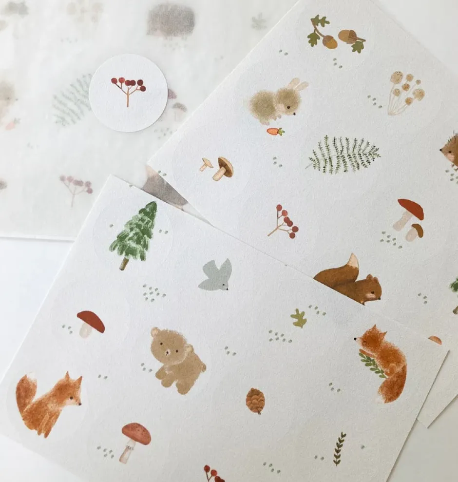 Cottontails Baby Stickers & Stationery|Craft & Stickers|Handmade Paper stickers - White Woodland