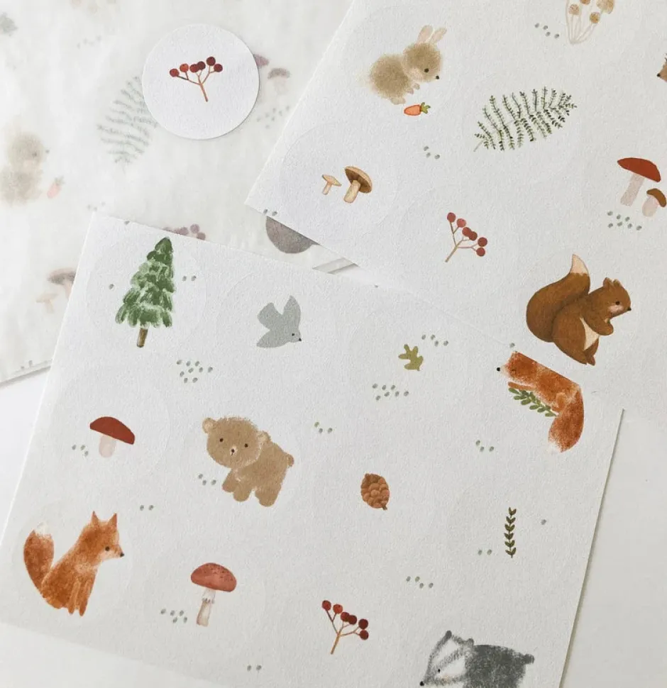 Cottontails Baby Stickers & Stationery|Craft & Stickers|Handmade Paper stickers - White Woodland