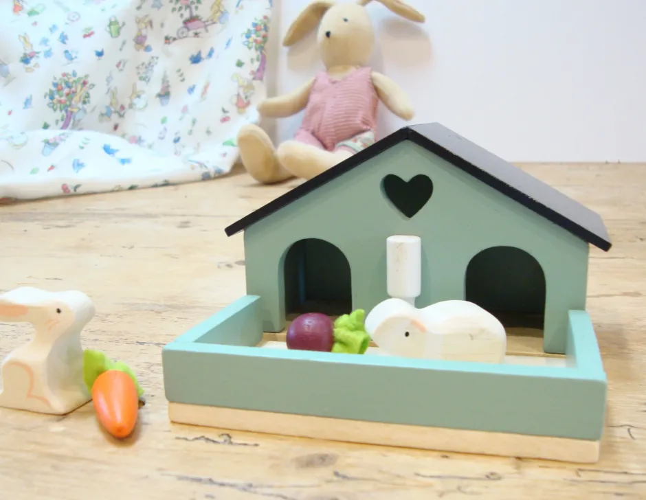 Cottontails Baby Wooden Toys|Wooden Bunnies|Little Wooden Bunny House