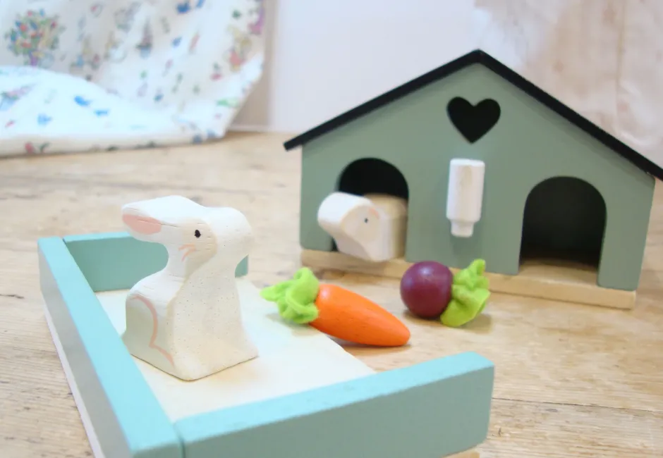 Cottontails Baby Wooden Toys|Wooden Bunnies|Little Wooden Bunny House