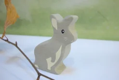 Cottontails Baby Wooden Bunnies|Wooden Toys|Little wooden woodland animal - grey rabbit