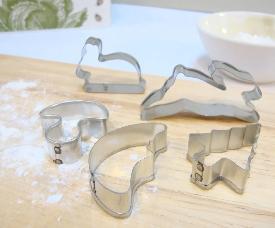 Cottontails Baby Little Kitchen|Bunny Baking|Mini biscuit cutters - bunnies / toadstool / tree / moon