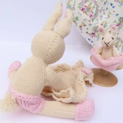 Cottontails Baby Soft Toy Bunnies|Mother Rabbit and Baby - hand knitted organic cotton