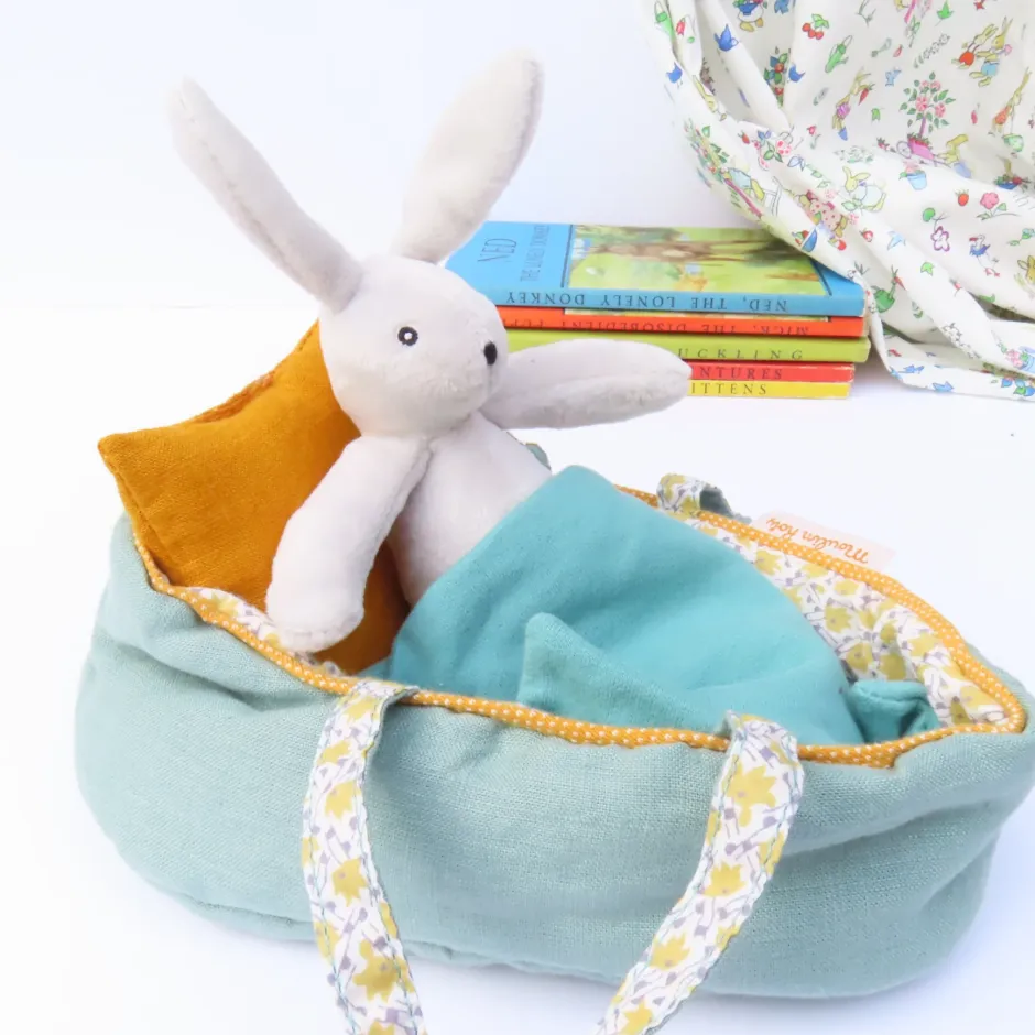 Cottontails Baby Baby Soft Toys|Soft Toys|Moulin Roty Bunny in a Carry Cot