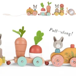 Cottontails Baby Wooden Bunnies|Wooden Toys|Moulin Roty Three Rabbits Pull-along Wooden Train