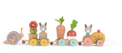 Cottontails Baby Wooden Bunnies|Wooden Toys|Moulin Roty Three Rabbits Pull-along Wooden Train