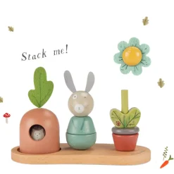 Cottontails Baby Wooden Bunnies|Wooden Toys|Moulin Roty Three Rabbits Wooden Stacking Toy