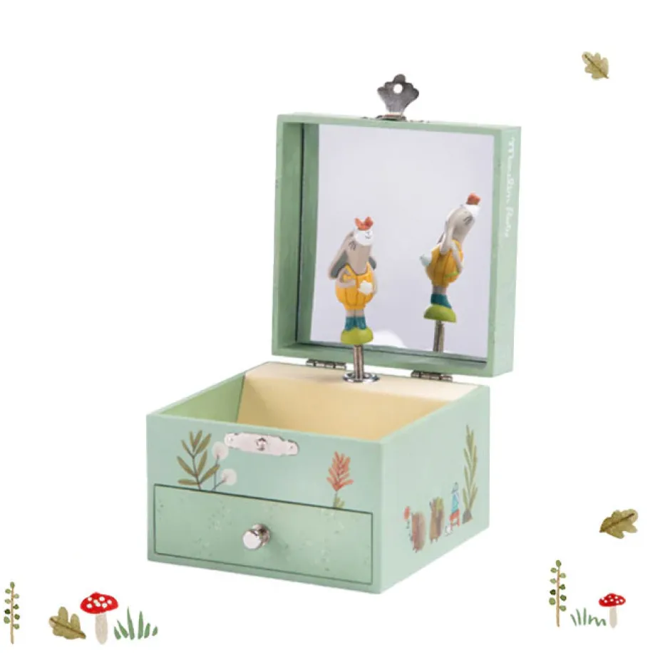 Cottontails Baby Wooden Bunnies|Wooden Toys|Moulin Roty Three Rabbits Musical Jewellery Box