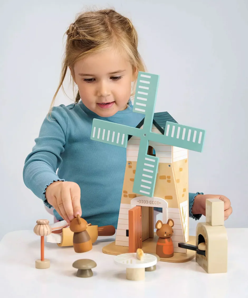Cottontails Baby Wooden Toys|Penny Windmill & Field Mice - Wooden Countryside Play Set