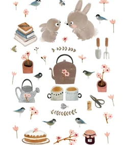 Cottontails Baby Cards|Bunny Cards & Stationery|Postcard & Envelope - Bunny Teatime