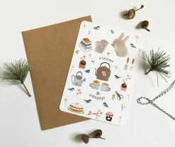 Cottontails Baby Cards|Bunny Cards & Stationery|Postcard & Envelope - Bunny Teatime