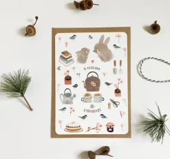 Cottontails Baby Cards|Bunny Cards & Stationery|Postcard & Envelope - Bunny Teatime