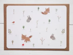 Cottontails Baby Cards|Bunny Cards & Stationery|Postcard & Envelope - Fox & Bunny Woodland