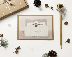 Cottontails Baby Cards|Postcard & Envelope - Mouse Family in Bed / Cosy Day