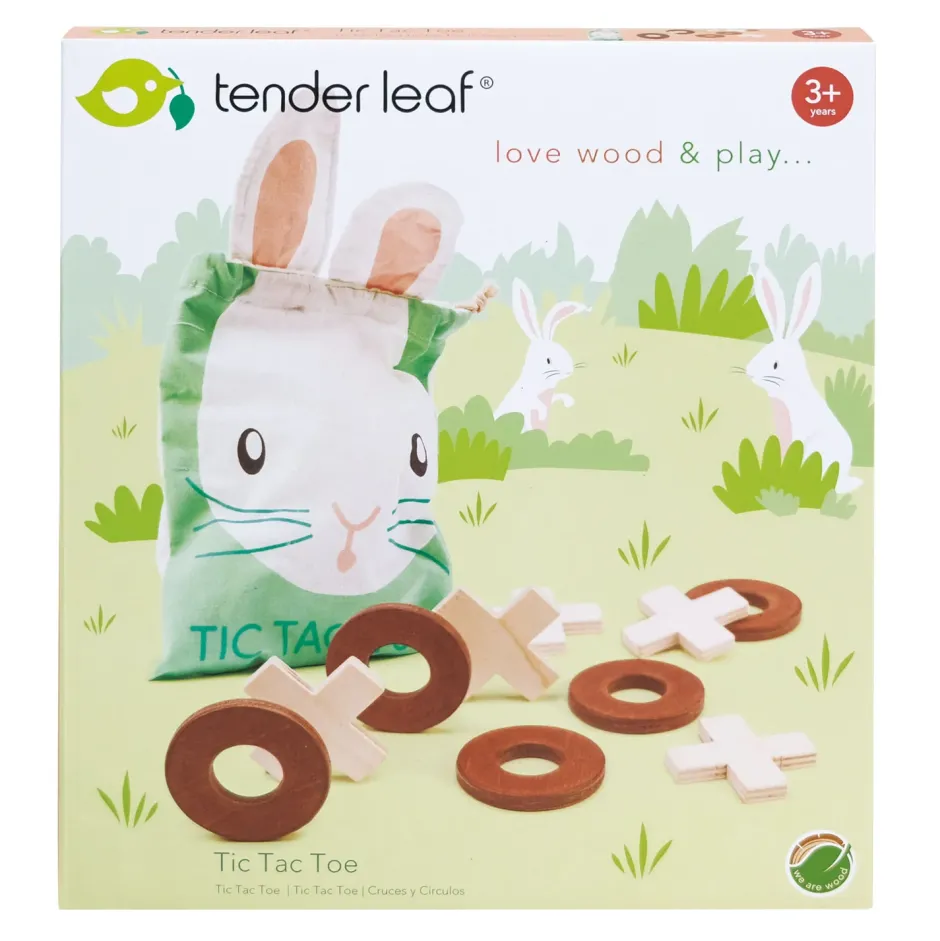 Cottontails Baby Wooden Bunnies|Wooden Toys|Tender Leaf Wooden Toy - Bunny Tic Tac Toe