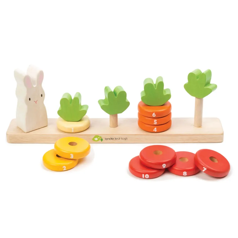 Cottontails Baby Wooden Bunnies|Wooden Toys|Tender Leaf Wooden Toy - Counting Carrots