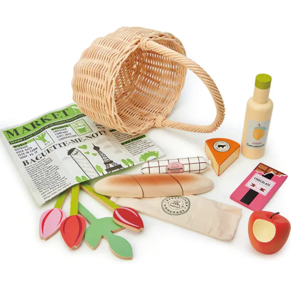 Cottontails Baby Little Kitchen|Wooden Toys|Wicker Shopping Basket